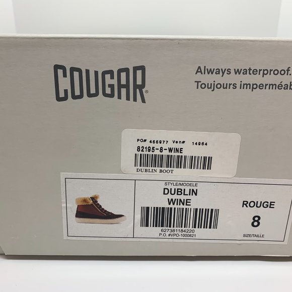 COUGAR Dublin Wine Zip UP & Lace Suede High top with Fur Lining Women's 8M - Picture 10 of 10